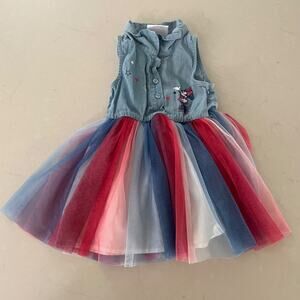 Disney Junior Minnie Summer tutu Dress 18M Red White and Blue Sleeveless